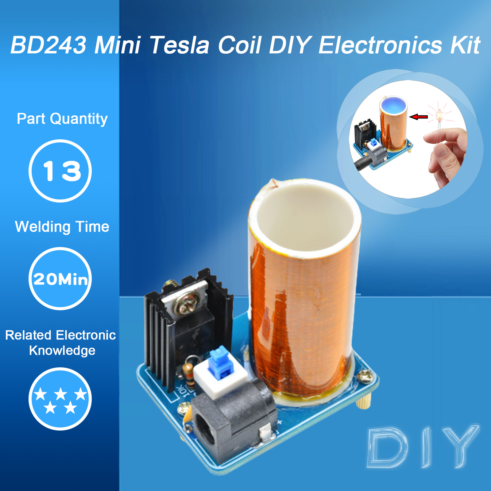 BD243 Mini Tesla Coil Kit Magi - Coil Building Kit recensione e prezzo